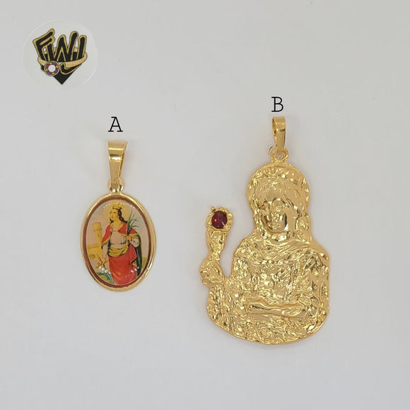 (1-2177) Gold Laminate - Saint Barbara Pendants - BGO