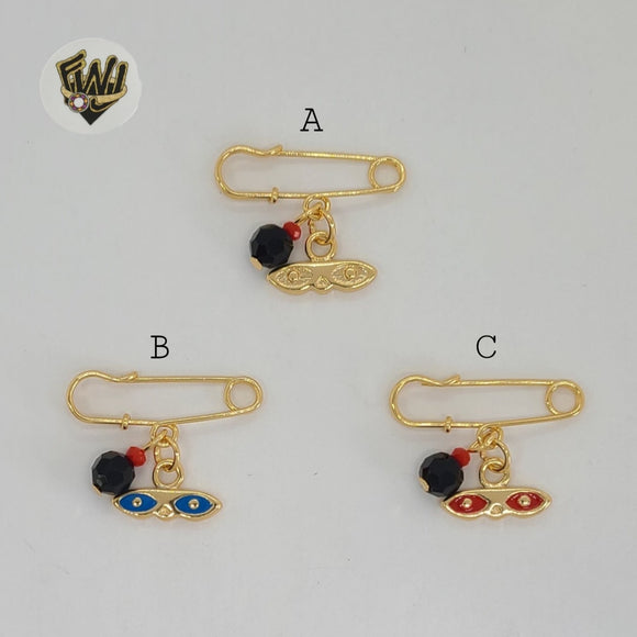 (1-2303) Gold Laminate - Pin Azabache Pendants - BGO