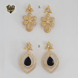 (1-1215) Gold Laminate - Zircon Long Earrings - BGO