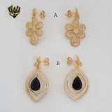 (1-1215) Gold Laminate - Zircon Long Earrings - BGO