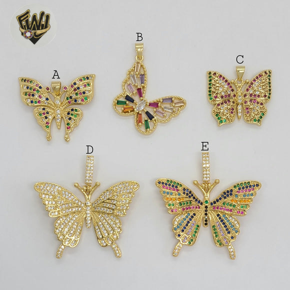 (1-2472) Gold Laminate - Butterfly Pendants - BGO