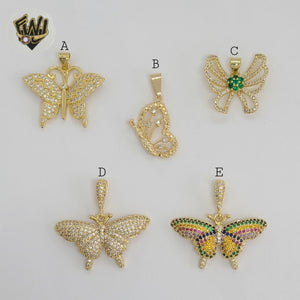 (1-2475) Gold Laminate - Butterfly Pendants - BGO