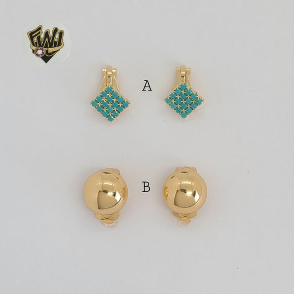 (1-1212-1) Gold Laminate - Clip Earrings - BGF