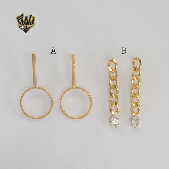 (1-1233-1) Gold Laminate - Long Earrings - BGF