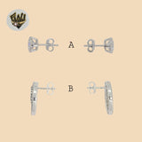 (2-3074) 925 Sterling Silver - Stud Zircon Earrings.