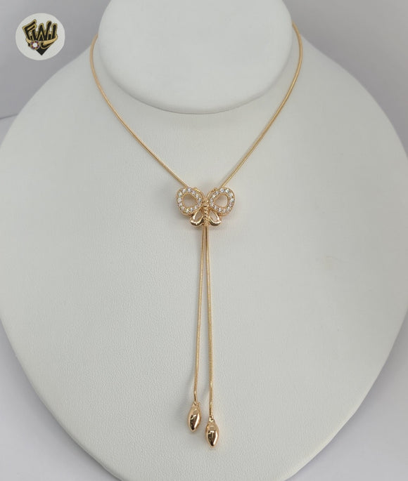 (1-6471-E) Gold Laminate - Adjustable Butterfly Necklace - BGO - Fantasy World Jewelry