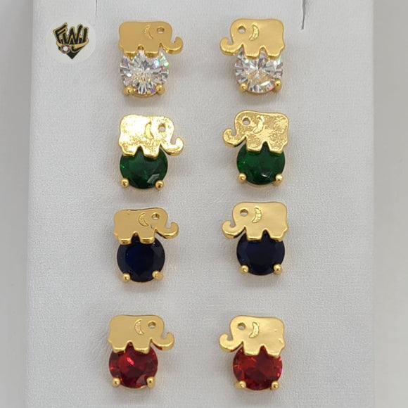 (1-1159) Gold Laminate - Elephant Earrings - BGO - Fantasy World Jewelry