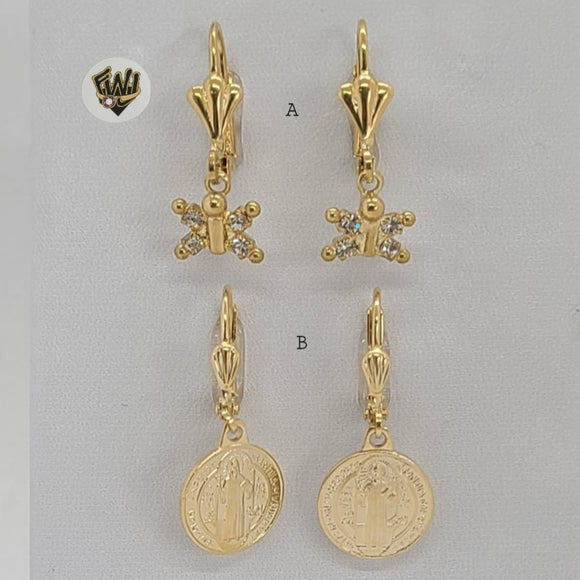 (1-1164) Gold Laminate - Long Earrings - BGF - Fantasy World Jewelry