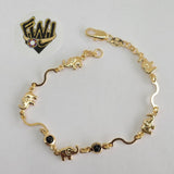 (1-0538) Gold Laminate Bracelet -5mm Alternative Bracelet w/Elephants- 7.5''-BGF - Fantasy World Jewelry