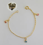 (1-60000) Gold Laminate-1.5mm Link Kids Bracelet w/ Charms- 5.5" - BGO - Fantasy World Jewelry