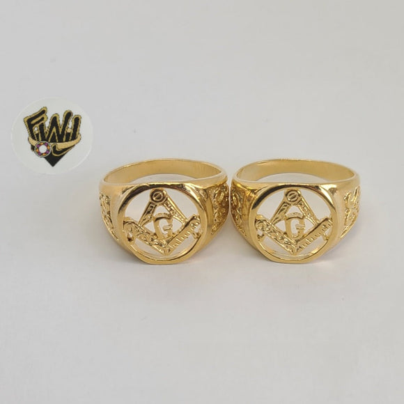 (1-3157) Gold Laminate -Mason Men Ring - BGO - Fantasy World Jewelry