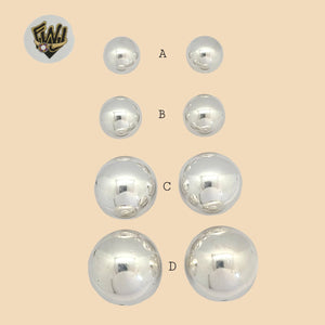 (2-3195) 925 Sterling Silver - Plain Ball Stud Earrings. - Fantasy World Jewelry