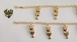 (1-0606-1) Gold Laminate Bracelet-4mm Rolo Bracelet w/Charms -7.5''-BGO - Fantasy World Jewelry