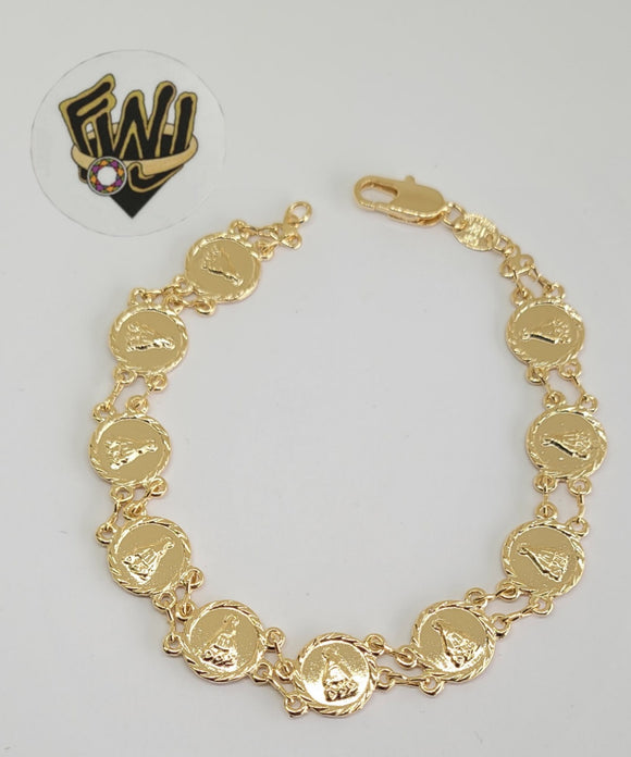 (1-0833) Gold Laminate - 11mm Medals Bracelet - 8