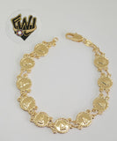 (1-0833) Gold Laminate - 11mm Medals Bracelet - 8" - BGF - Fantasy World Jewelry