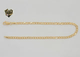 (1-0018) Laminado de oro - Tobillera con eslabones curvos de 4 mm - 10" - BGF