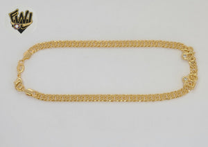 (1-0006) Gold Laminate - 4.5mm Double Curb Link Love Anklet - 10" - BGF
