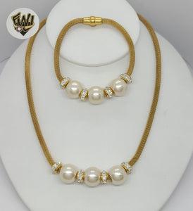 (4-7036) Stainless Steel - 4mm Pearl Set - 18". - Fantasy World Jewelry