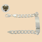 (2-0478) 925 Sterling Silver - 9mm Curb Link Plate Bracelet - 8" - Fantasy World Jewelry