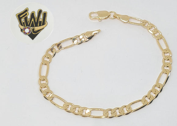(1-0404) Gold Laminate - 5mm Figaro Bracelet - 7.5''- BGF - Fantasy World Jewelry