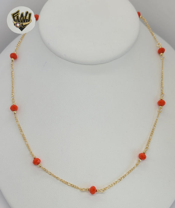 (1-3902-E) Gold Laminate - 6mm Beads Necklace - BGF