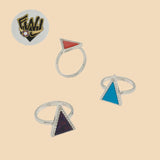 (2-5089) 925 Sterling Silver - Zircon Triangle Ring - Fantasy World Jewelry