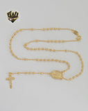 (1-3359-2) Gold Laminate - 3mm Guadalupe Virgin Rosary Necklace - 16" - BGF