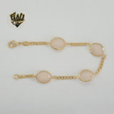 (1-0786) Laminado de oro - Pulsera de cuentas con eslabones curvos de 3 mm - 7,5" - BGF