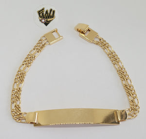 (1-60077) Gold Laminate - 6mm Figaro Link Men Bracelet w/Plate - 9" - BGO - Fantasy World Jewelry
