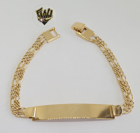 (1-60077) Gold Laminate - 6mm Figaro Link Men Bracelet w/Plate - 9