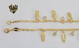 (1-0263) Gold Laminate - 2mm Figaro Anklet w/Charms - 10" - BGO - Fantasy World Jewelry
