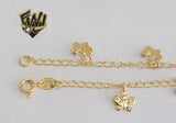 (1-0193) Gold Laminate - 3mm Open Link Anklet w/Charms - 10" - BGF - Fantasy World Jewelry