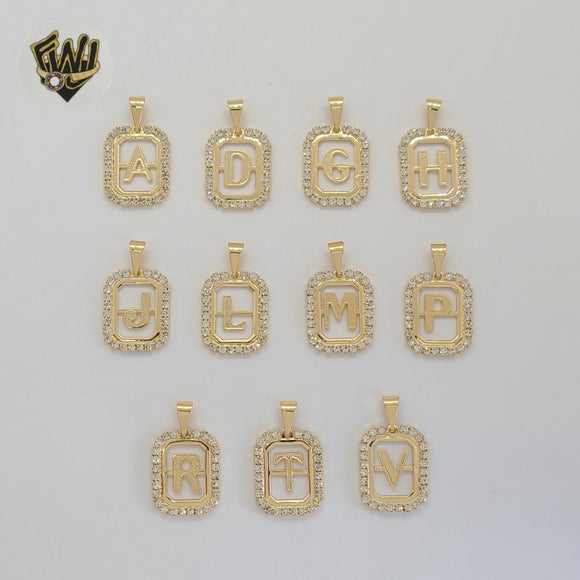 (1-2451-1) Gold Laminate - Zircon Letter Pendants - BGF