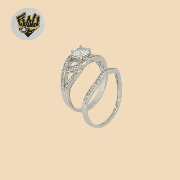 (2-5251) Plata de Ley 925 - Anillo de boda con circonitas.