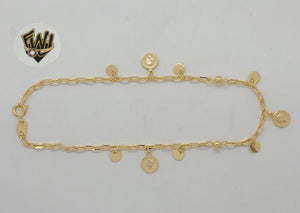 (1-0146-1) Gold Laminate - 3mm Paper Clip Link Coins Anklet - 10” - BGF