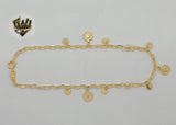 (1-0146-1) Gold Laminate - 3mm Paper Clip Link Coins Anklet - 10” - BGF