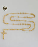 (1-3317) Gold Laminate - 4mm Miraculous Virgin Rosary Necklace - 18" - BGO