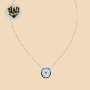 (2-66080) 925 Sterling Silver - 1mm Rolo Link Evil Eye Necklace.