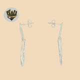 (2-3090) 925 Sterling Silver - Long Zircon Earrings. - Fantasy World Jewelry