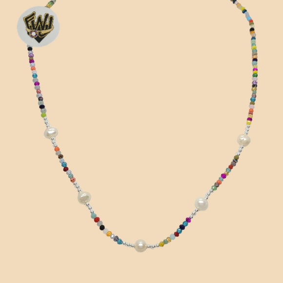 (2-66171-1) 925 Sterling Silver - 2.5mm Multicolor Stones Necklace. - Fantasy World Jewelry