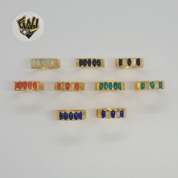 (1-3043) Gold Laminate - Stones Band Ring - BGO - Fantasy World Jewelry