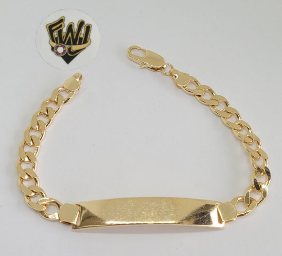 (1-60067) Gold Laminate - 7mm Curb Link Men Bracelet w/Plate - 8.5