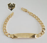 (1-60067) Gold Laminate - 7mm Curb Link Men Bracelet w/Plate - 8.5" - BGF - Fantasy World Jewelry