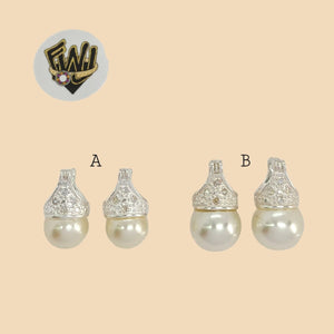 (2-3469) 925 Sterling Silver - Pearl Hoop Earrings. - Fantasy World Jewelry