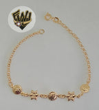 (1-0775) Gold Laminate - 2.5mm Rolo Link Bracelet w/ Charms - 7.5" - BGO - Fantasy World Jewelry