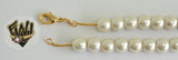 (1-0733) Gold Laminate -8mm Alternative Bracelet w/ Pearls- 7.5" -BGO - Fantasy World Jewelry