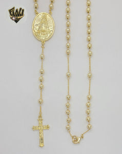 (1-3343-1) Laminado de oro - Collar Rosario de Nuestra Señora de la Caridad de 5 mm - 23" - BGO.