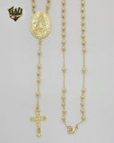 (1-3343-1) Gold Laminate - 5mm Our Lady of Charity Rosary Necklace - 23" - BGO.