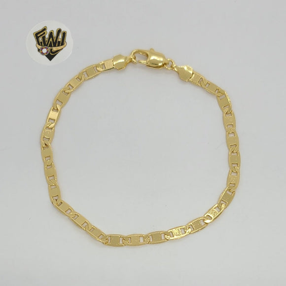 (1-0419) Gold Laminate - 3.5mm Marine Link Bracelet - 7