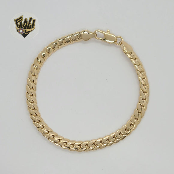 (1-0413) Laminado de oro - Brazalete de eslabones curvos de 6 mm - 7,5” - BGO